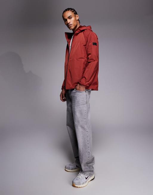Barbour International Peckett hooded showerproof logo jacket in burnt red, 2 of 5