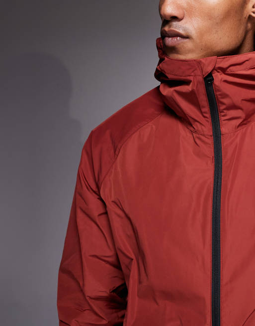Barbour International Peckett hooded showerproof logo jacket in burnt red, 5 of 5