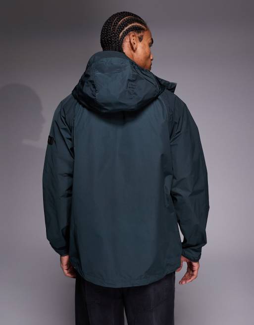 Barbour International Peckett zip through hooded showerproof jacket in dark green, 3 of 5