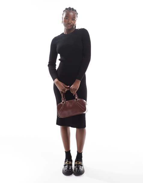 Barbour International Peyton knitted midi dress in black - view 1