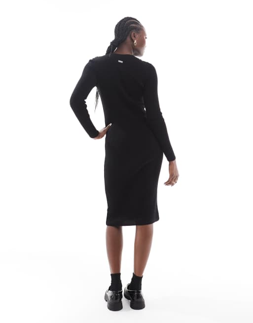 Barbour International Peyton knitted midi dress in black | ASOS