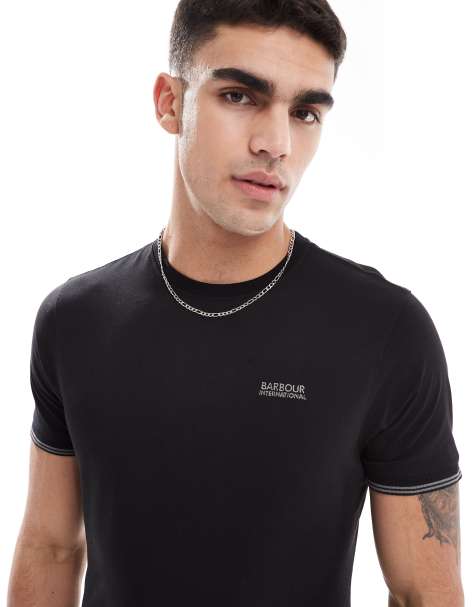 Barbour International – Philio – T-Shirt in Schwarz mit Zierstreifen an den Bündchen - view 1