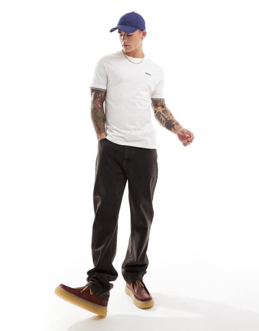 Barbour International - Philip - T-shirt bianco tenue con profili a contrasto sul fondo manica