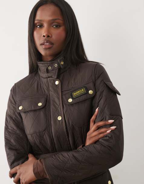 Barbour International pikowana kurtka z paskiem w kolorze truffle brown - view 1