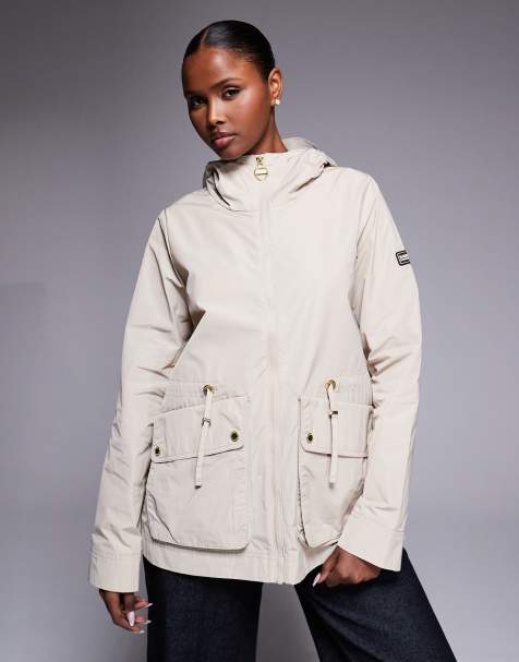 Barbour International Piper cinched hooded showerproof jacket in beige