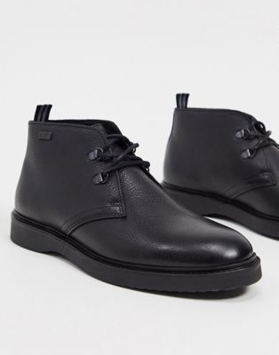 Barbour International Piston leather boots in black