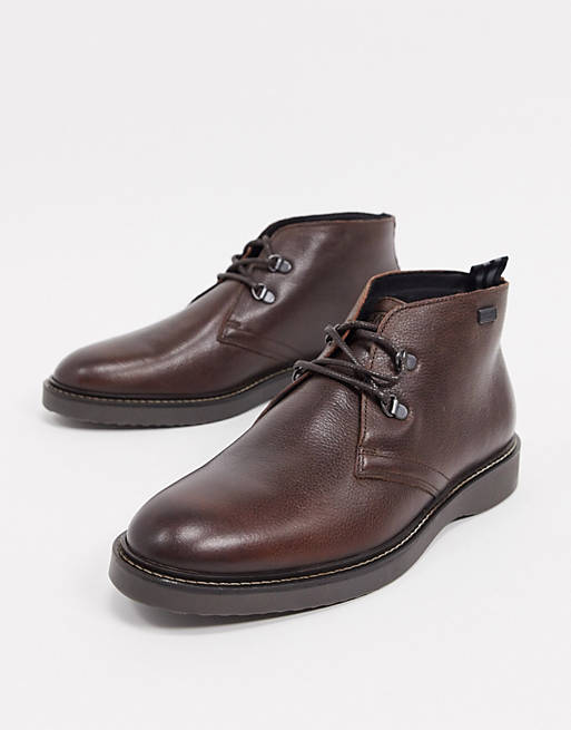 Barbour International Piston leather boots in dark brown | ASOS
