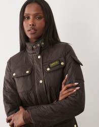 Barbour International Polarquilt quilted belted jacket in truffle brown