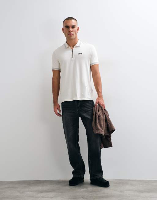 Barbour International polo à manches courtes zippé à mi-hauteur en blanc, 2 de 5