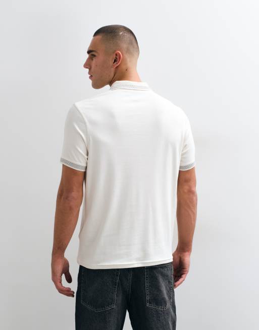 Barbour International polo à manches courtes zippé à mi-hauteur en blanc, 5 de 5