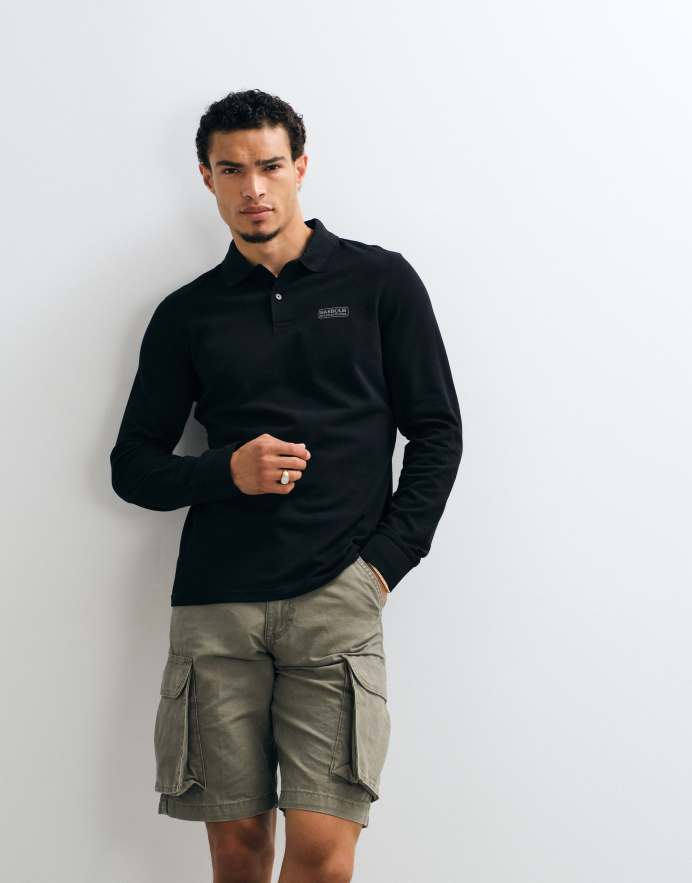 Barbour International polo de manga larga en negro
