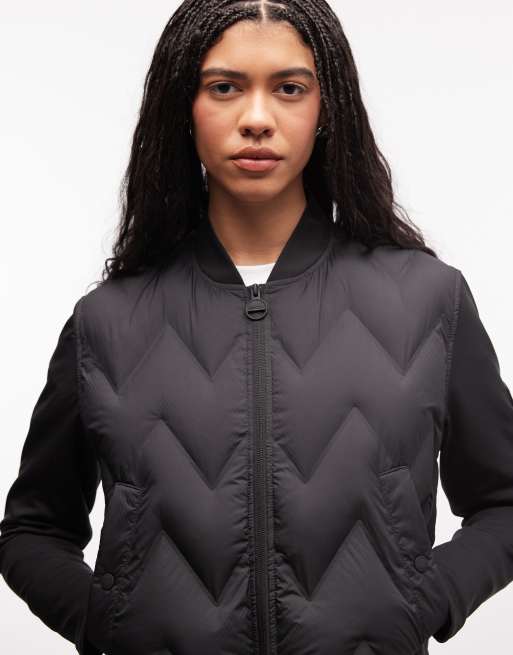 Barbour International - Prism - Sort cropped og vatteret bomber-jakke i sweatshirt-stil, 2 af 4