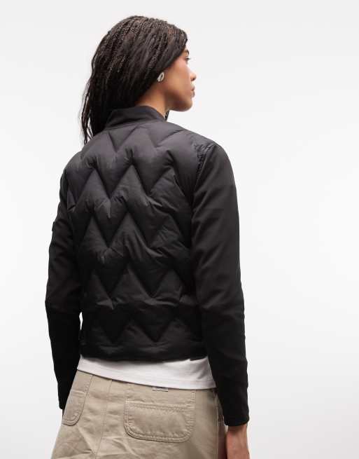 Barbour International - Prism - Sort cropped og vatteret bomber-jakke i sweatshirt-stil, 4 af 4