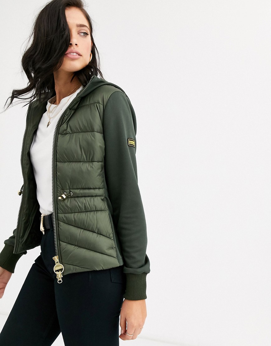 Barbour International quilted jacket with hood-Green