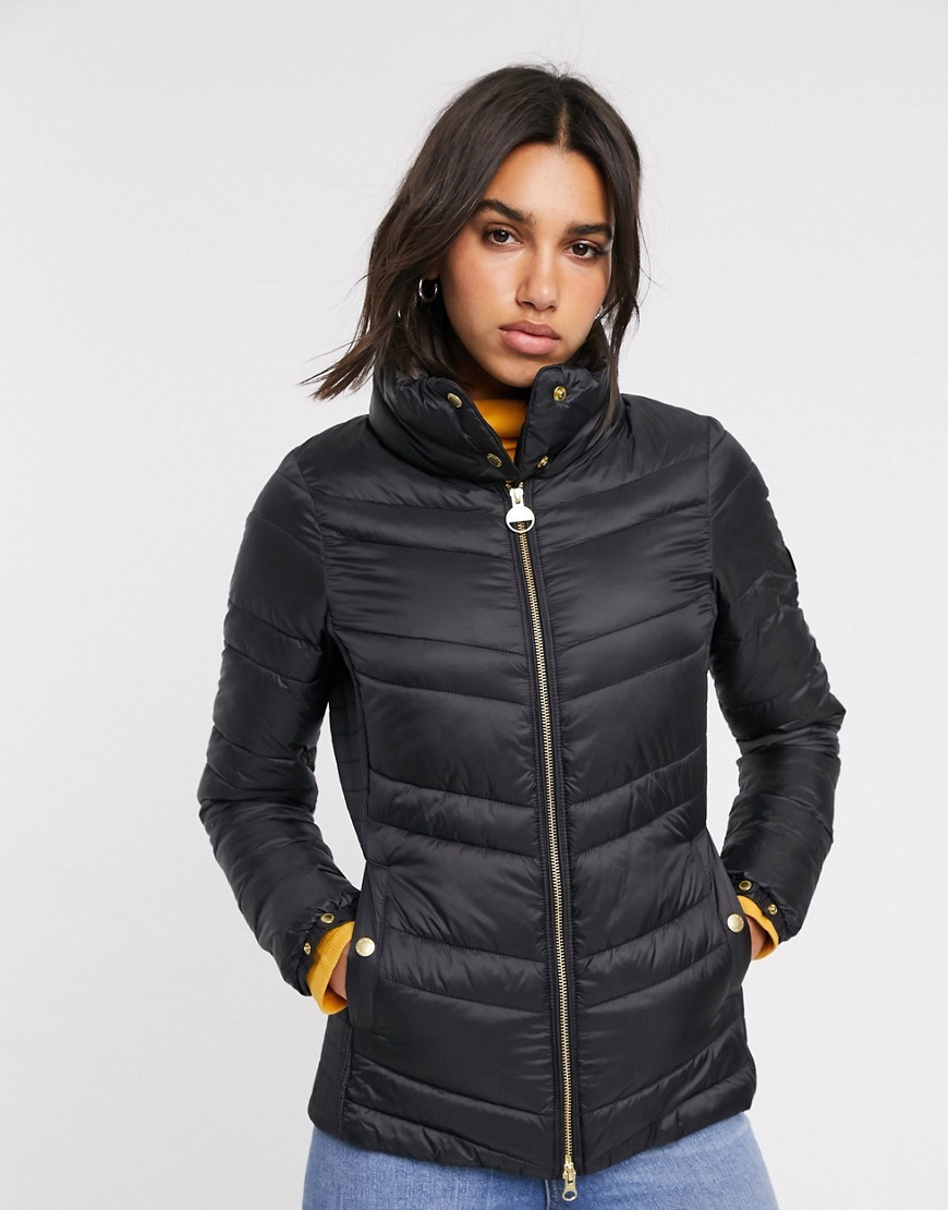 Barbour International rally quilted wrap neck jacket-Black