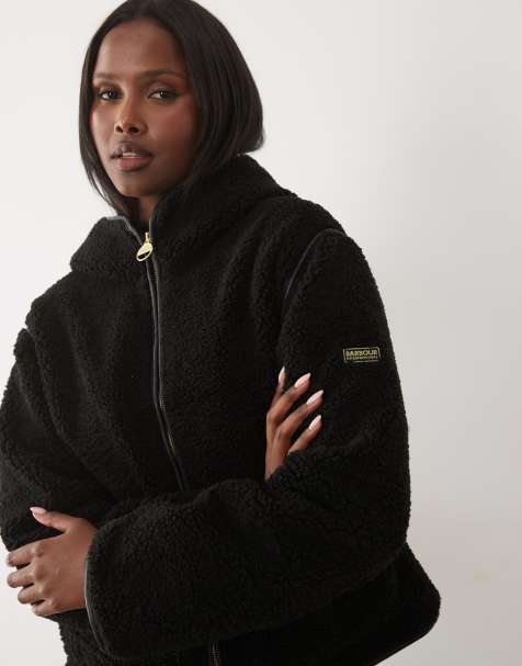 Barbour International Ramona fleecejacka med huva och dragkedja i svart - view 1