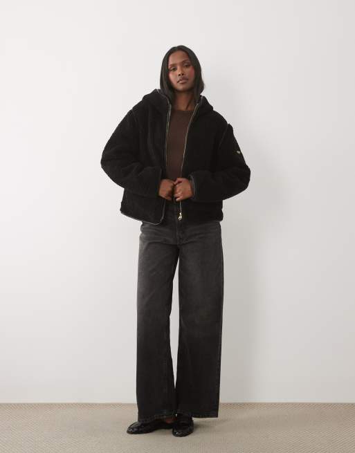 Barbour International - Ramona - Giacca in pile nera con zip e cappuccio, 2 di 4