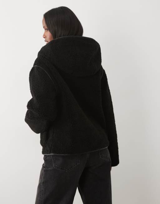 Barbour International - Ramona - Giacca in pile nera con zip e cappuccio, 4 di 4