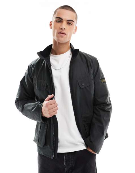 Barbour International re-duke wax jacket in sage - view 1