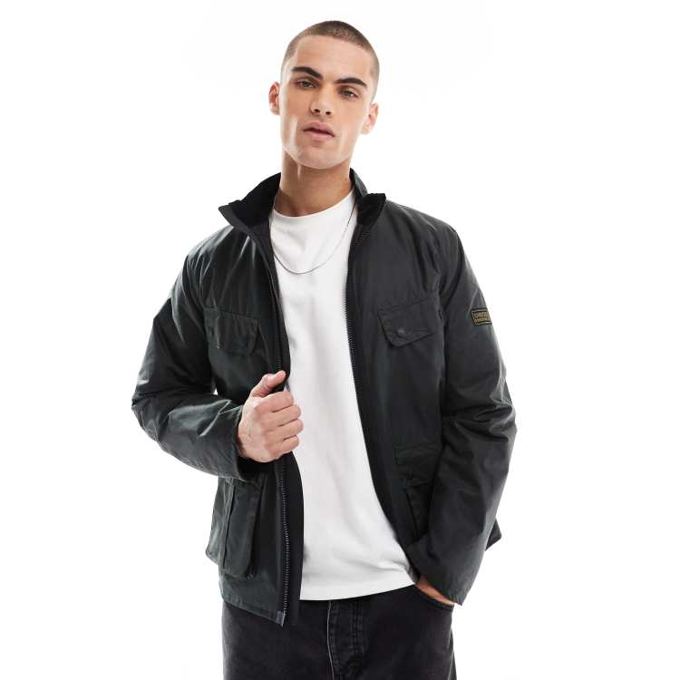 Barbour International re-duke wax jacket in sage | ASOS