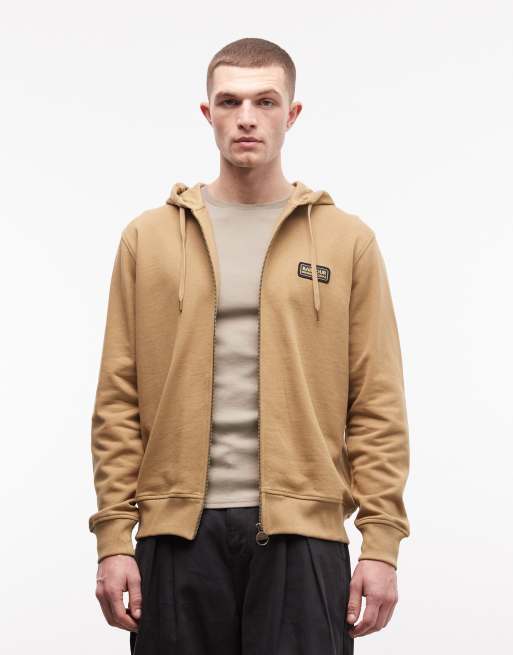 Barbour International - Regar - Beige hættetrøje med lynlås og logo samt rygprint, 3 af 5