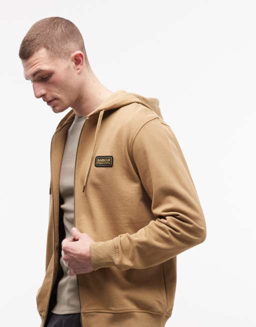 Barbour International - Regar - Beige hættetrøje med lynlås og logo samt rygprint, 5 af 5