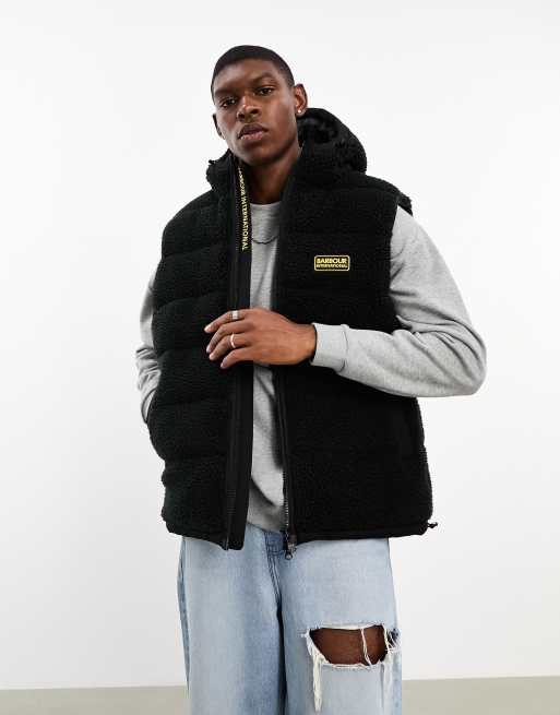 Barbour International Retro Bobber hooded zip through vest in black