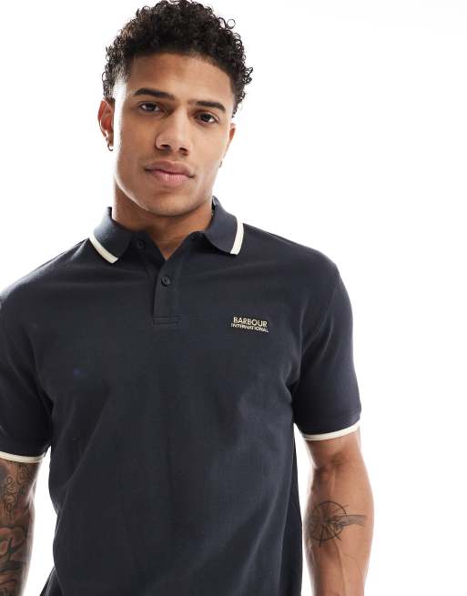 Barbour International - Rider - Poloskjorte med kontrastkanter i mørk marineblå