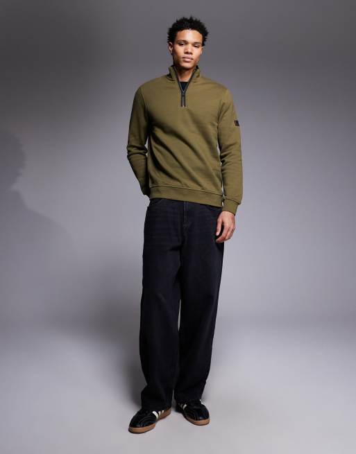 Barbour International – Rufforth – Sweatshirt in hellem Salbeigrün mit halblangem Reißverschluss, 2 von 5