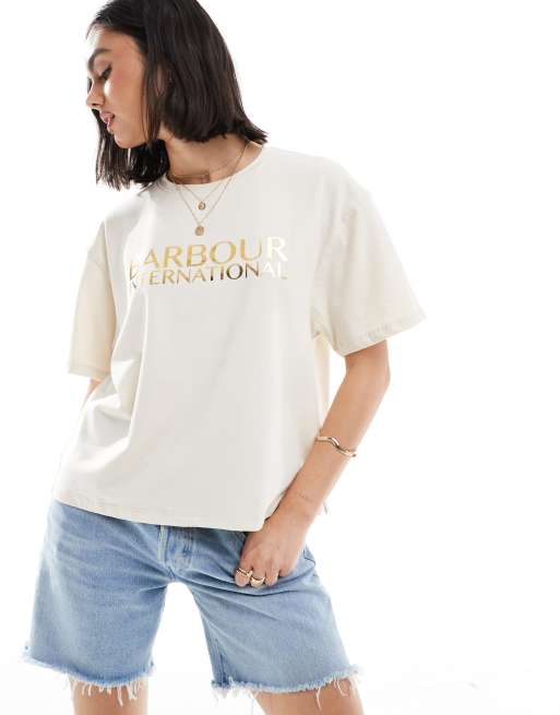 Barbour International - Ruimvallend T-shirt met logo in wit
