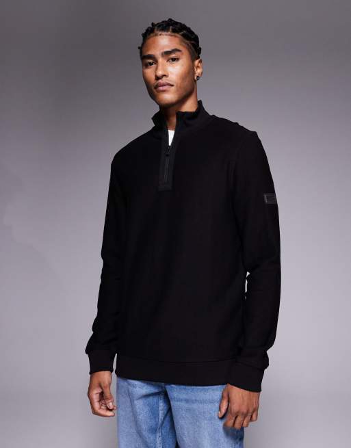 Barbour International Samuel funnel neck sweatshirt in black - BLACK
