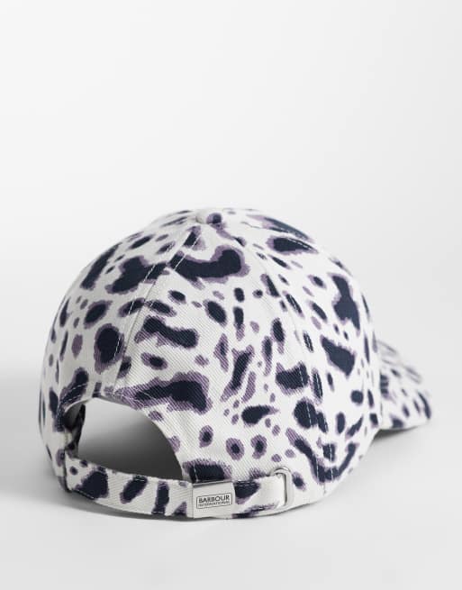 Barbour International Santana leopard print cap in purple, 2 of 3