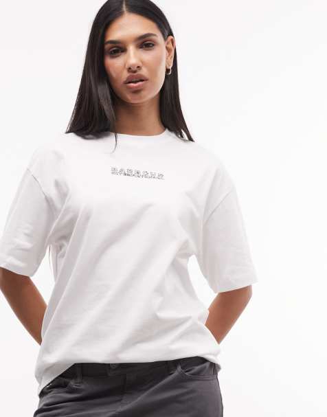 Barbour International – Santana – Relaxed-Fit-T-Shirt in Weiß mit überschnittener Schulter und Logo - view 1