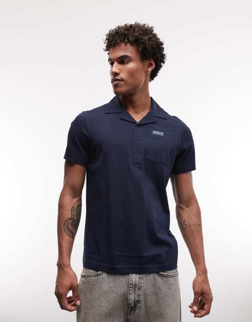Barbour International Seurat short sleeve polo shirt in navy, 4 of 5