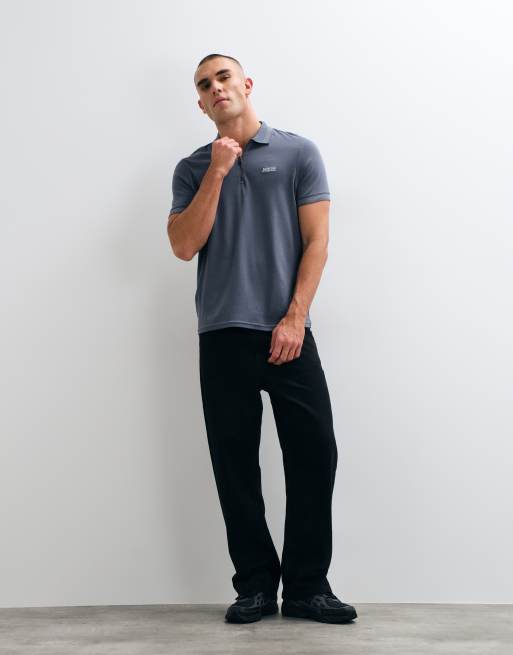 Barbour International short sleeve half zip polo shirt in washed charcoal, 3 of 5