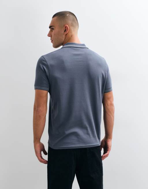 Barbour International short sleeve half zip polo shirt in washed charcoal, 5 of 5
