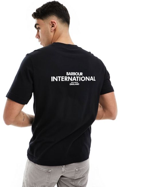 Barbour International – Simons – Czarny T-shirt z logo