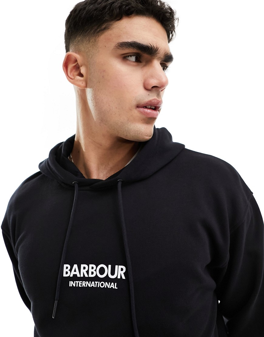 Barbour International Simons logo hoodie in black