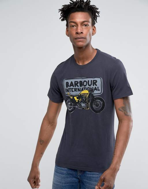 Barbour International Sketch Slim Fit Motorbike T Shirt Navy