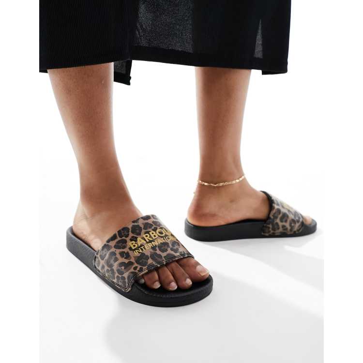 Womens leopard best sale print sliders