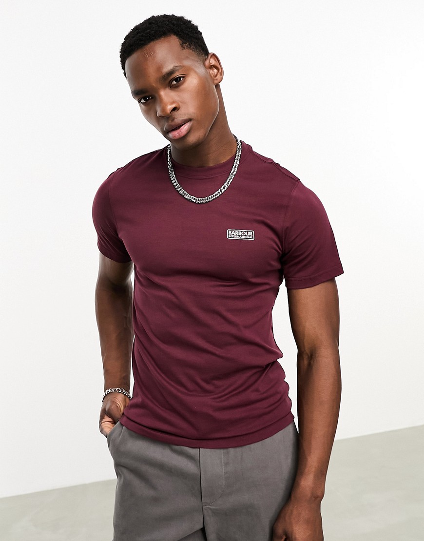 Barbour International small logo t-shirt in burgandy-Red