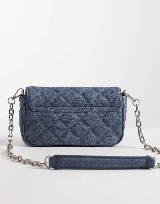 Barbour International Soho logo denim mini shoulder crossbody bag in light denim, 3 of 4