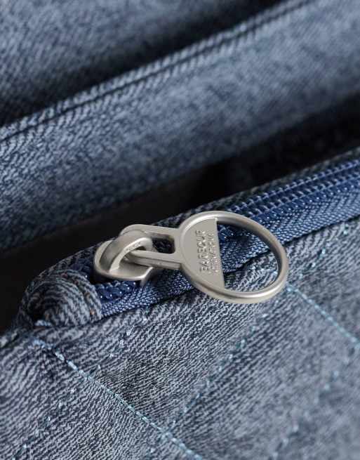 Barbour International Soho logo denim mini shoulder crossbody bag in light denim, 4 of 4