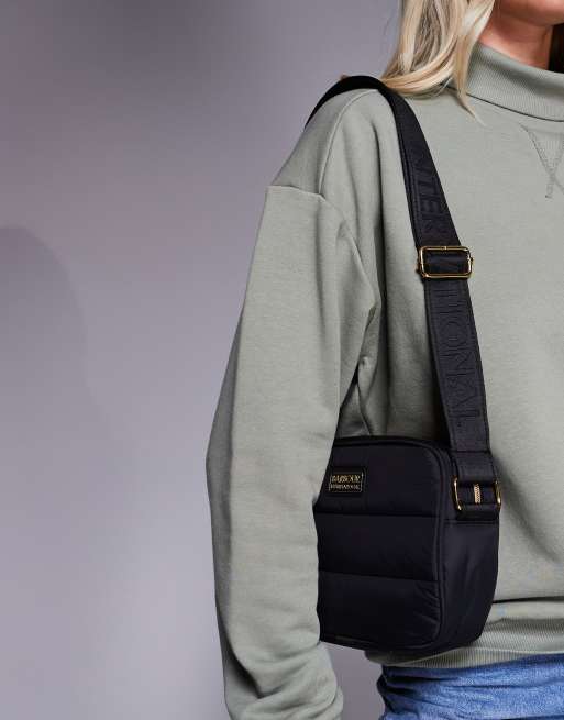Barbour International - Sort oversized crossbody-taske med vatteringer, 3 af 4