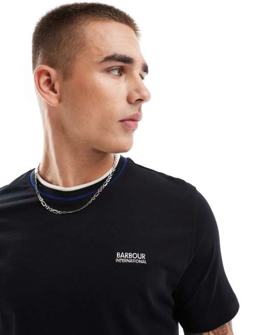 Barbour International - Sort T-shirt med kontrasthals, 2 af 4
