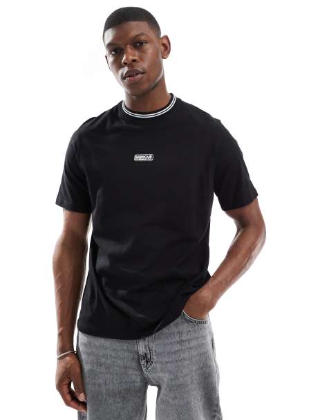 Barbour International - Sort T-shirt med logo og kantstriber - view 1