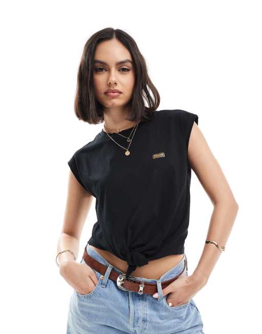 Barbour International - Sort tanktop med bindebånd foran
