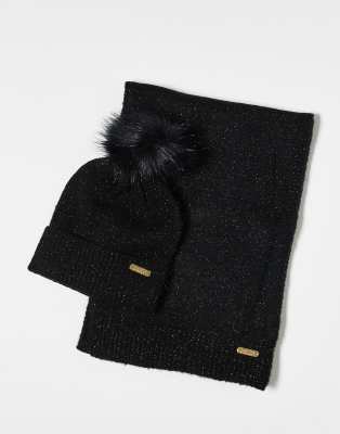 Barbour International Barbour International Sparkle beanie & scarf gift set in black