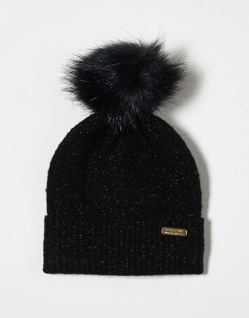 Barbour International Sparkle beanie & scarf gift set in black , 2 of 3