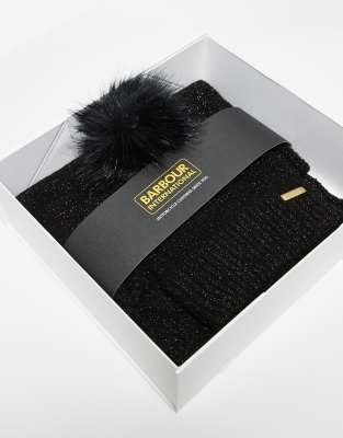 Barbour International Sparkle beanie & scarf gift set